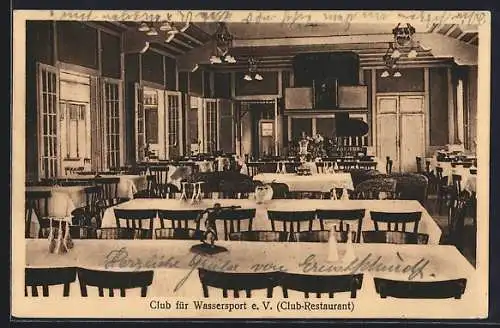 AK Köln-Rodenkirchen, Club für Wassersport e. V., Club-Restaurant, Innenansicht