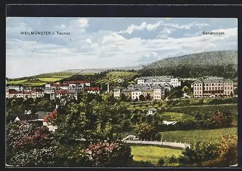 AK Weilmünster i. Taunus, Ortsansicht mit dem Sanatorium