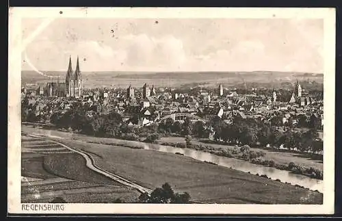 AK Regensburg, Teilansicht mit Kirche