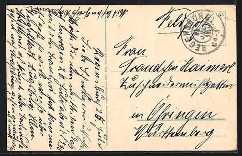 AK Regensburg, Teilansicht mit Kirche