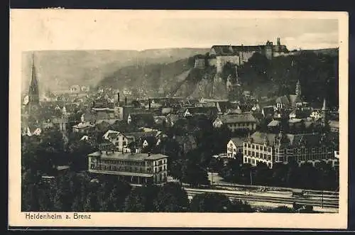 AK Heidenheim a. Brenz, Teilansicht mit Burg