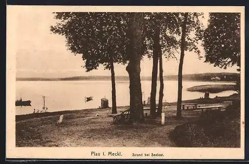 AK Plau i. Meckl., Strand bei Seelust