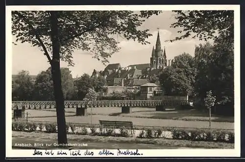 AK Ansbach, Teilansicht mit Blick zur Gumbertuskirche