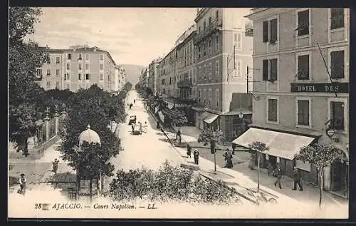 AK Ajaccio, Cours Napoléon mit Hotel und Cafe