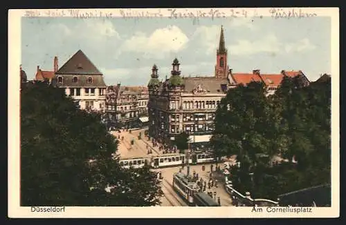 AK Düsseldorf, Strassenbahn am Corneliusplatz