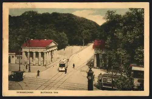 AK Düsseldorf, Strassenbahn am Ratinger Tor