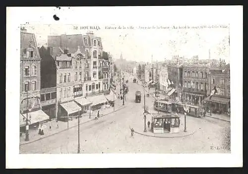 AK Roubaix, Entrée de la ville, Avenue de la Gare, au fond le nouvel Hotel de Ville, Strassenbahn
