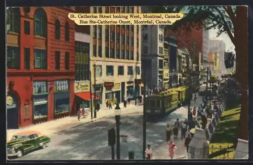 AK Montreal, Tramway on St. Catherine Street looking West