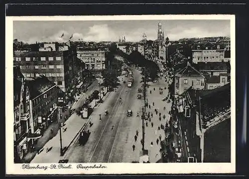 AK Hamburg-St. Pauli, Reeperbahn aus der Vogelschau