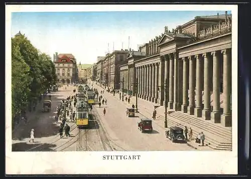 AK Stuttgart, Strassenbahn vor dem Königsbau