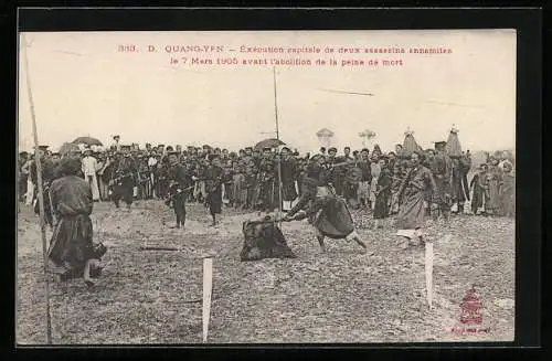 AK Tonkin, Indigènes décapités pendant les troubles 1908, Le moment fatal