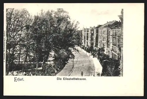 AK Erfurt, Elisabethstrasse aus der Vogelschau