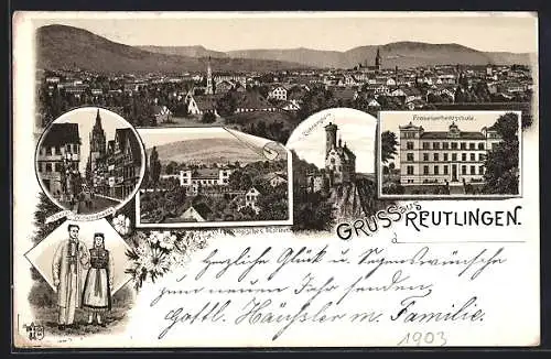 Lithographie Reutlingen, Frauenarbeitsschule, Lichtenstein, Obere-Wilhelmstrasse