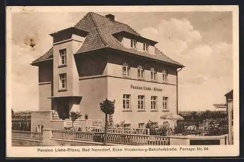 AK Bad Nenndorf, Hotel Pension Liebe-Ritzau, Ecke Hindenburg-Bahnhofstrasse