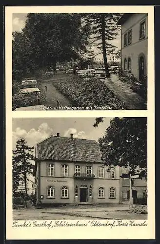 AK Oldendorf /Kreis Hameln, Gasthof Schützenhaus Funke, Bier- und Kaffeegarten mit Tanzdiele