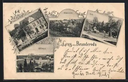 AK Branderoda, Gasthof Werner, Rittergut, Park