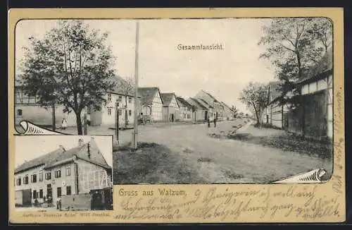 AK Watzum, Gasthaus Deutsche Eiche, Gesamtansicht