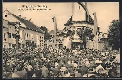 AK Kötzting, Pfingstritt, Feldmesse bei der St. Veitskirche