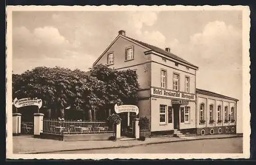 AK Königswinter /Rh., Hotel Restaurant Rheingold in der Drachenfelsstrasse 22 - Strassenansicht mit Garteneingang