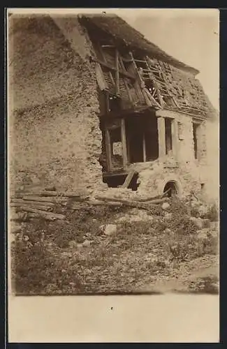 Foto-AK Steinbach, Zerstörtes Haus