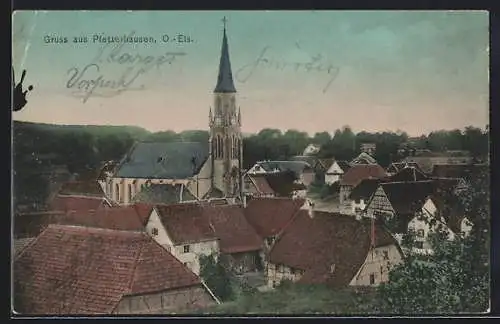 AK Pfetterhausen /O.-Els., Teilansicht mit Kirche