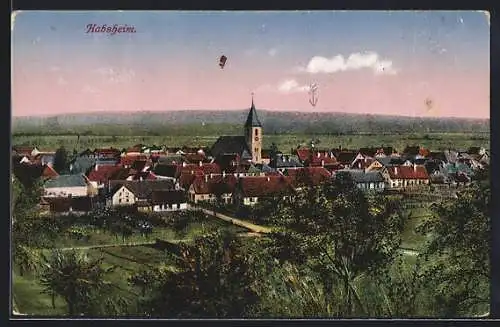 AK Habsheim, Panoramablick auf den Ort