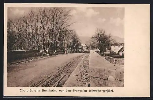 AK Cernay, Le Pont de la Thur a Cernay endommage par le bomardement