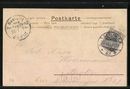 Künstler-Lithographie Paul Hey: Feierabend auf der Strasse