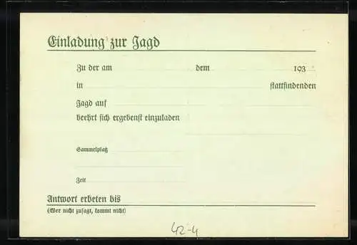 Künstler-AK Jagdeinladung, Reklame für Schrotmunition Waidmannsheil der Rottweil AG aus Köln, Hasen