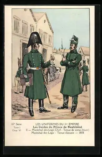 Künstler-AK Les Guides du Prince de Neufchâtel, Maréchal-des-Logis Chef, französischer Soldat