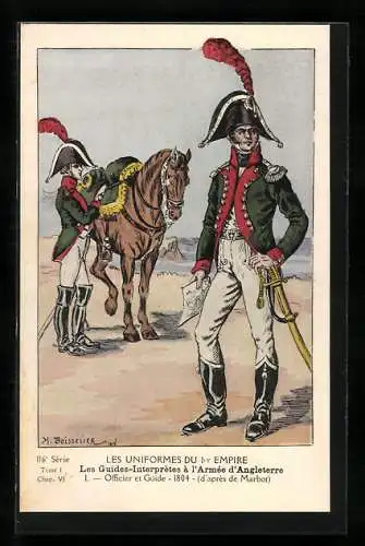 Künstler-AK Officier et Guide, französischer Soldat