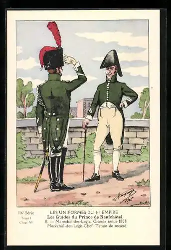 Künstler-AK Les Guides du Prince de Neufchâtel, Maréchal-des-Logis, französischer Soldat