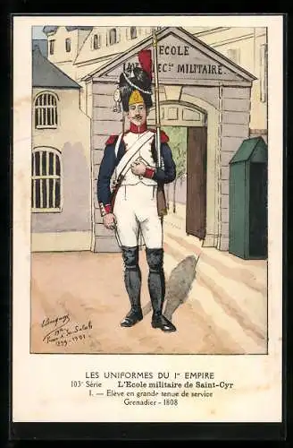 Künstler-AK Saint-Cyr, L`Ecole militaire, Grenadier, französischer Soldat