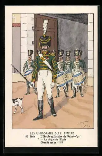 Künstler-AK Saint-Cyr, L`Ecole militaire, La clique de l`Ecole, französischer Soldat