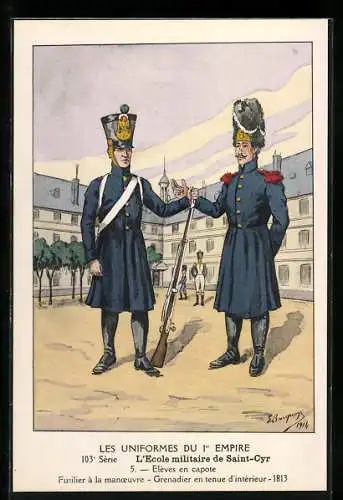 Künstler-AK Saint-Cyr, L`Ecole militaire, Fusilier à la manoeuvre, französischer Soldat