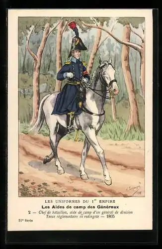 Künstler-AK Chef de bataillon, französischer Soldat