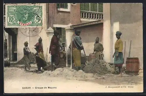 AK Dakar, Groupe de Macons, Afrikanische Bauarbeiter