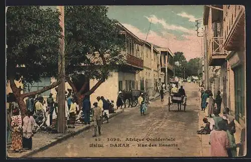 AK Dakar, Rue des Essarts, Pferdegespann