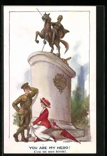 Künstler-AK Fred Spurgin: You are my hero, Dame bewundert Soldaten