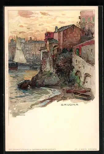 Künstler-AK Manuel Wielandt: Savona, Totalansicht