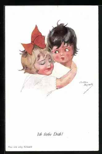 Künstler-AK Chicky Spark: Mädchen umarmt Jungen