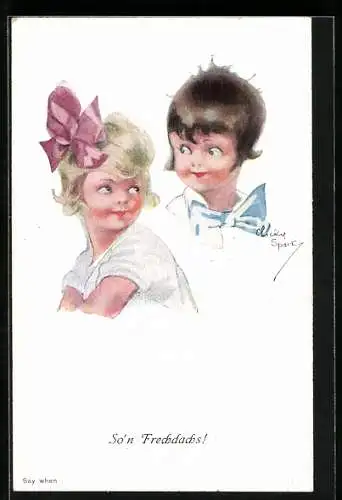 Künstler-AK Chicky Spark: Say when, Zwei Freundinnen blicken sich an