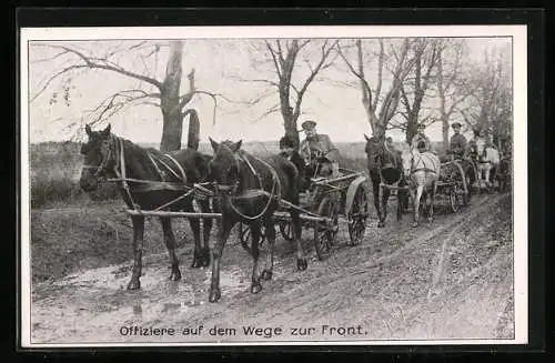 AK Offiziere auf dem Wege zur Front, Pferdekutschen