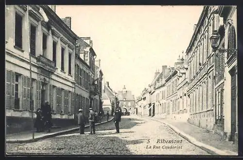 AK Ribemont, La Rue Condorcet, Strassenpartie