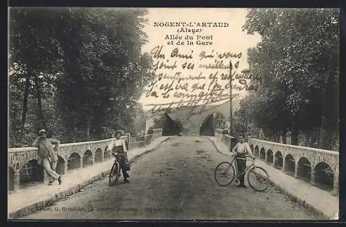 AK Nogent-L`Artaud, Allée du Pont et de la Gare