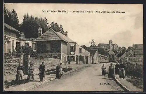 AK Oulchy-le-Chateau, Avenue de la Gare Rue Quinquet de Monjour