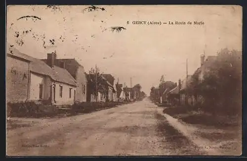 AK Gercy /Aisne, La Route de Marle