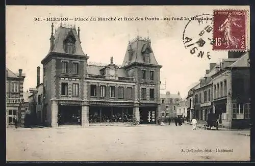 AK Hirson, Place du Marchsse et Rue des Ponts