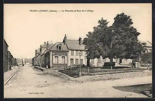 AK Montcornet /Aisne, La Placette et Rue du Collège