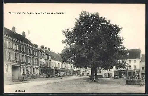 AK Viels-Maisons /Aisne, La Place et la Fontaine